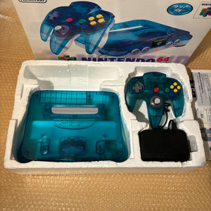 Clear Blue/white Nintendo 64 set with PixelFX GEM kit - compatible with JP and US games