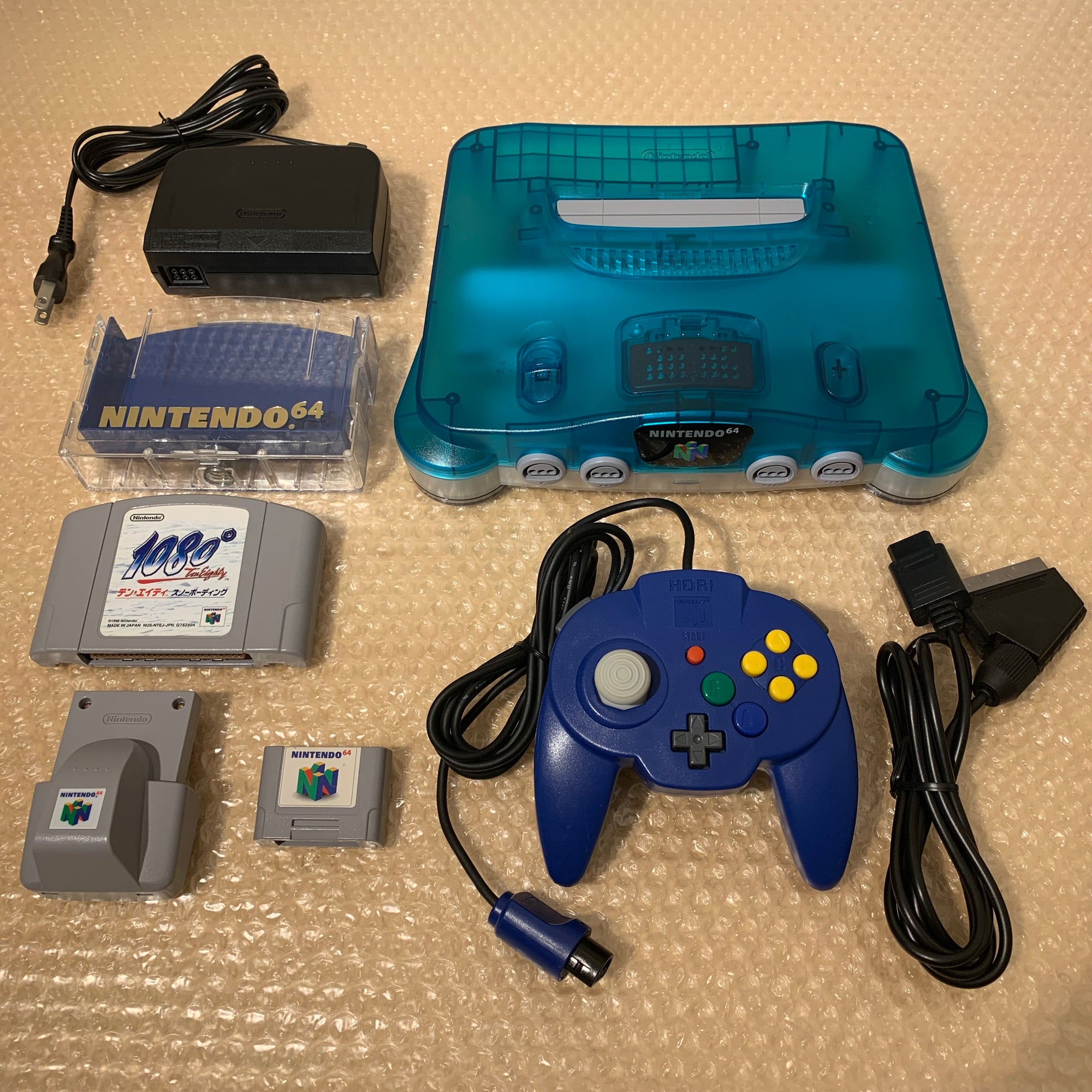 Clear blue Nintendo 64 set with N64Digital kit - compatible with JP and US games