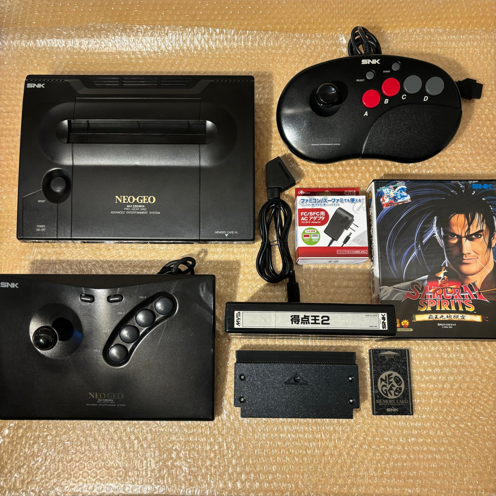 NeoGeo AES System set - Universe bios / RGB fix / FRAM Memory Card / MVS adapter