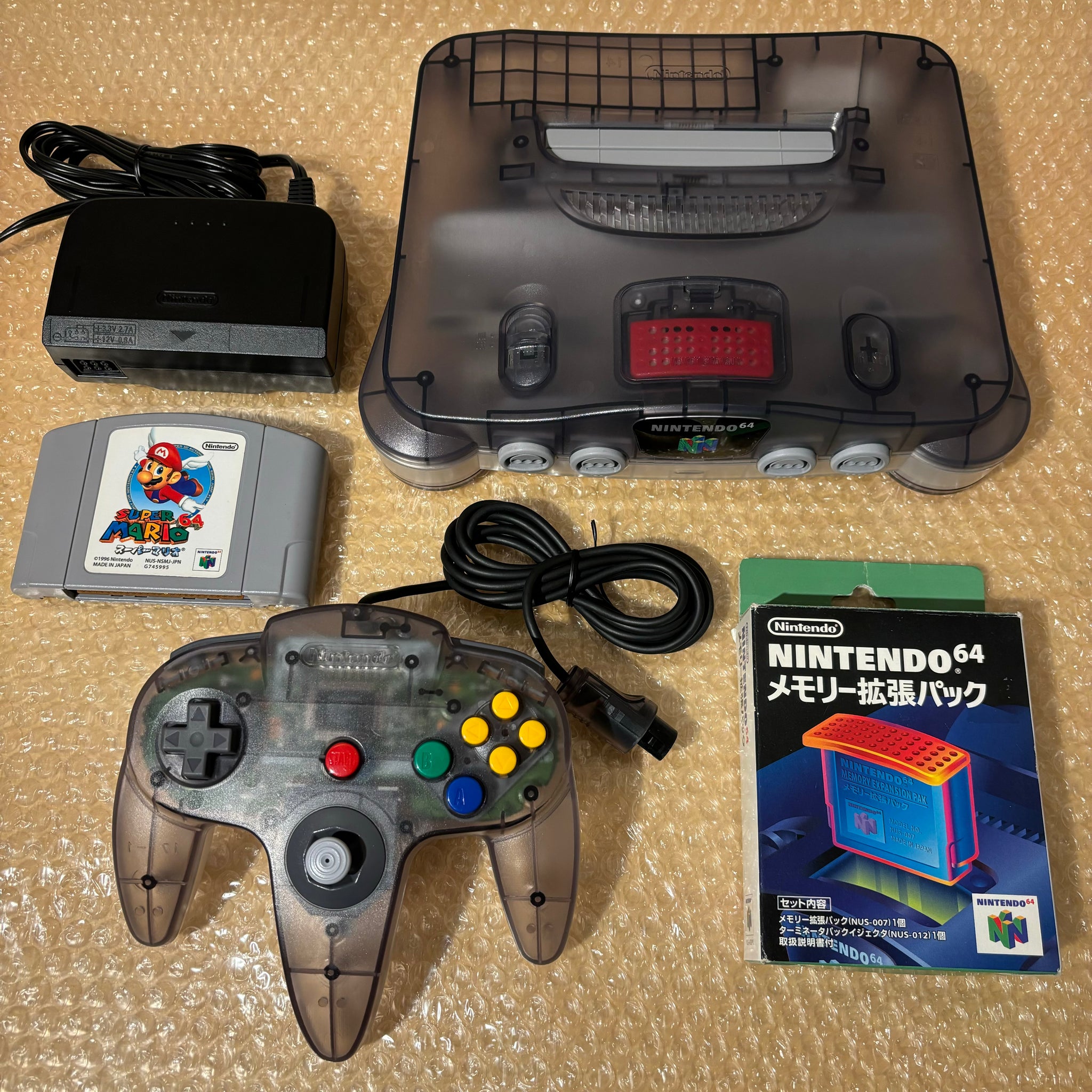 Clear Black white Nintendo 64 set with PixelFX GEM kit