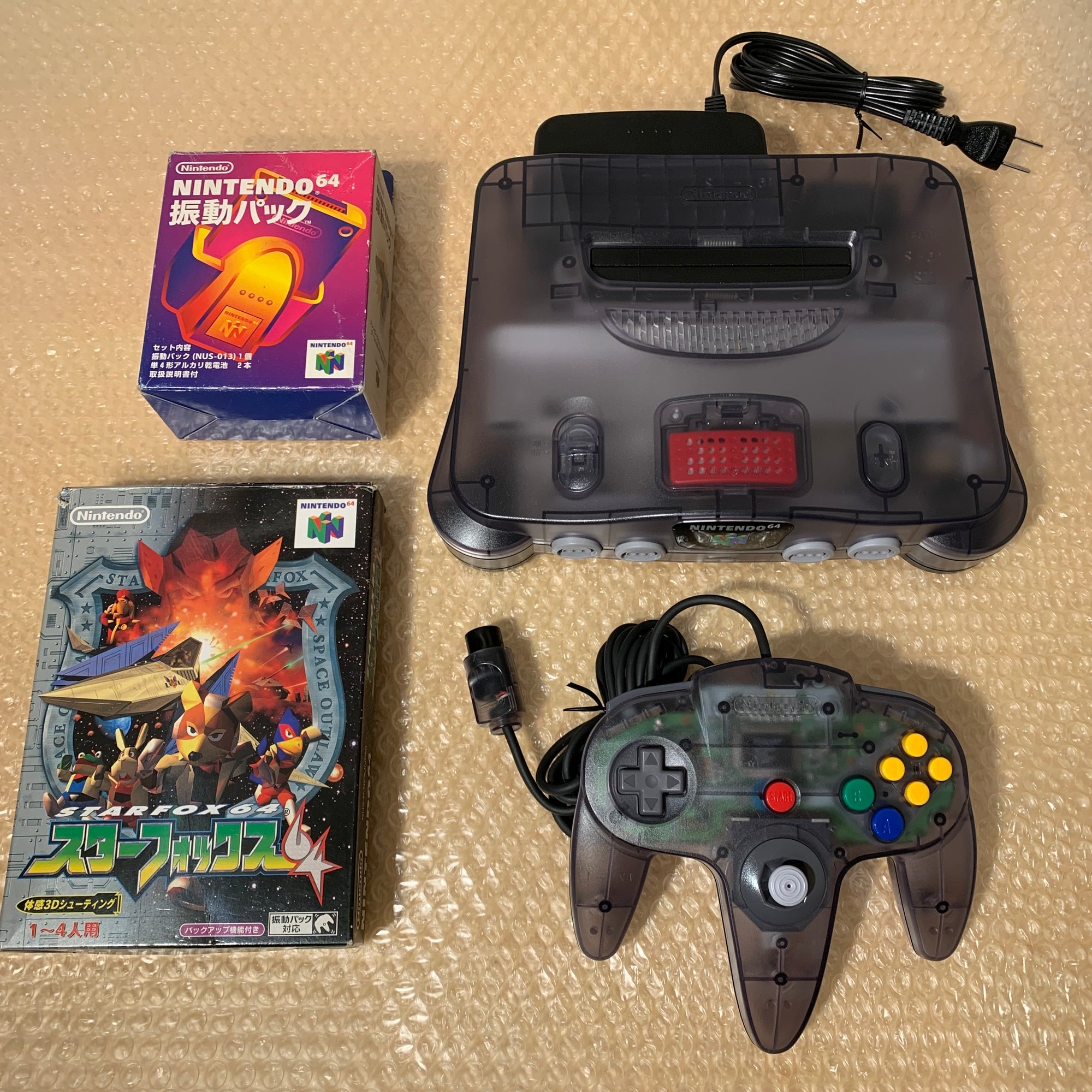 Clear Black Nintendo 64 set with PixelFX GEM kit - compatible with JP and US games