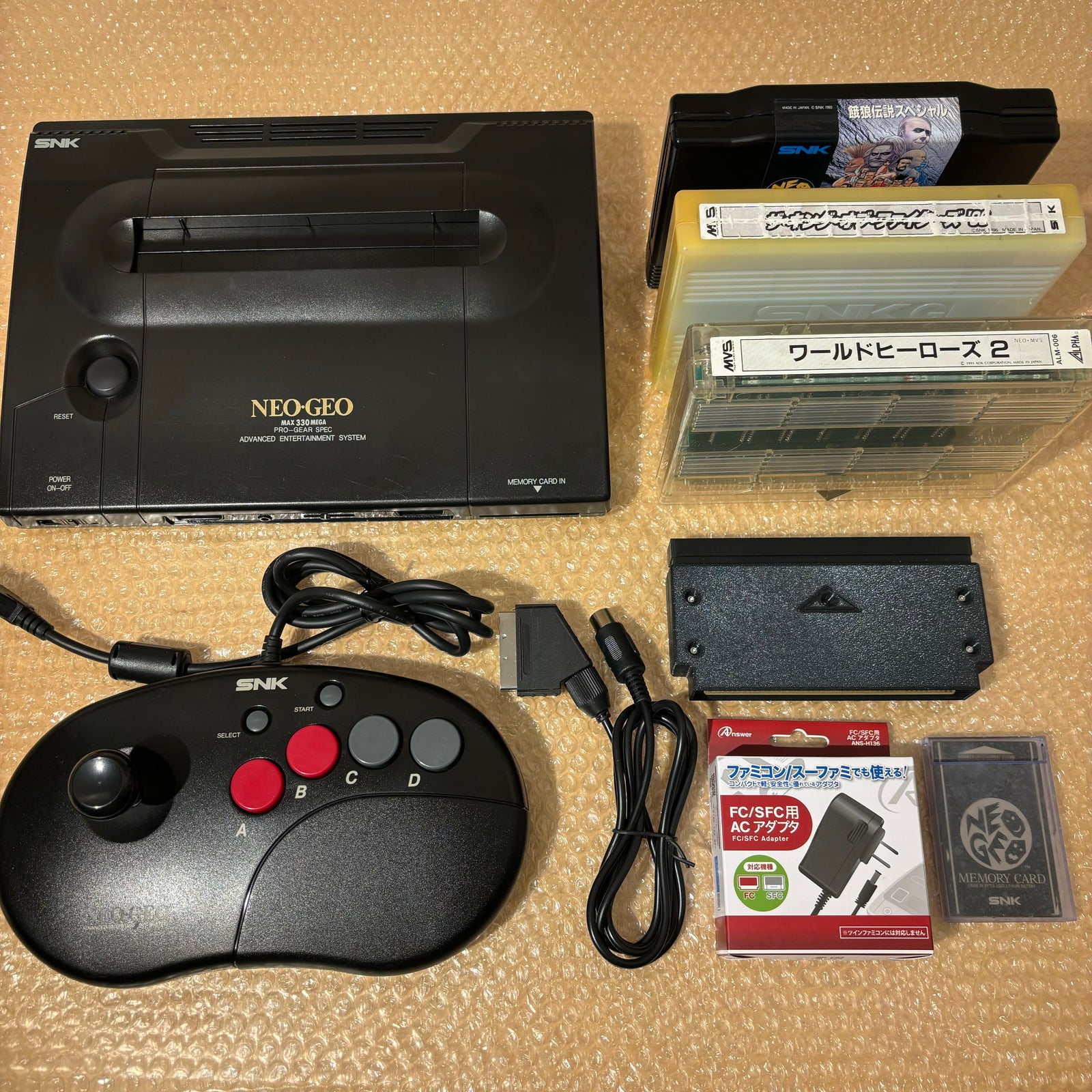 NeoGeo AES System set - Universe bios / RGB fix / FRAM Memory Card / MVS adapter