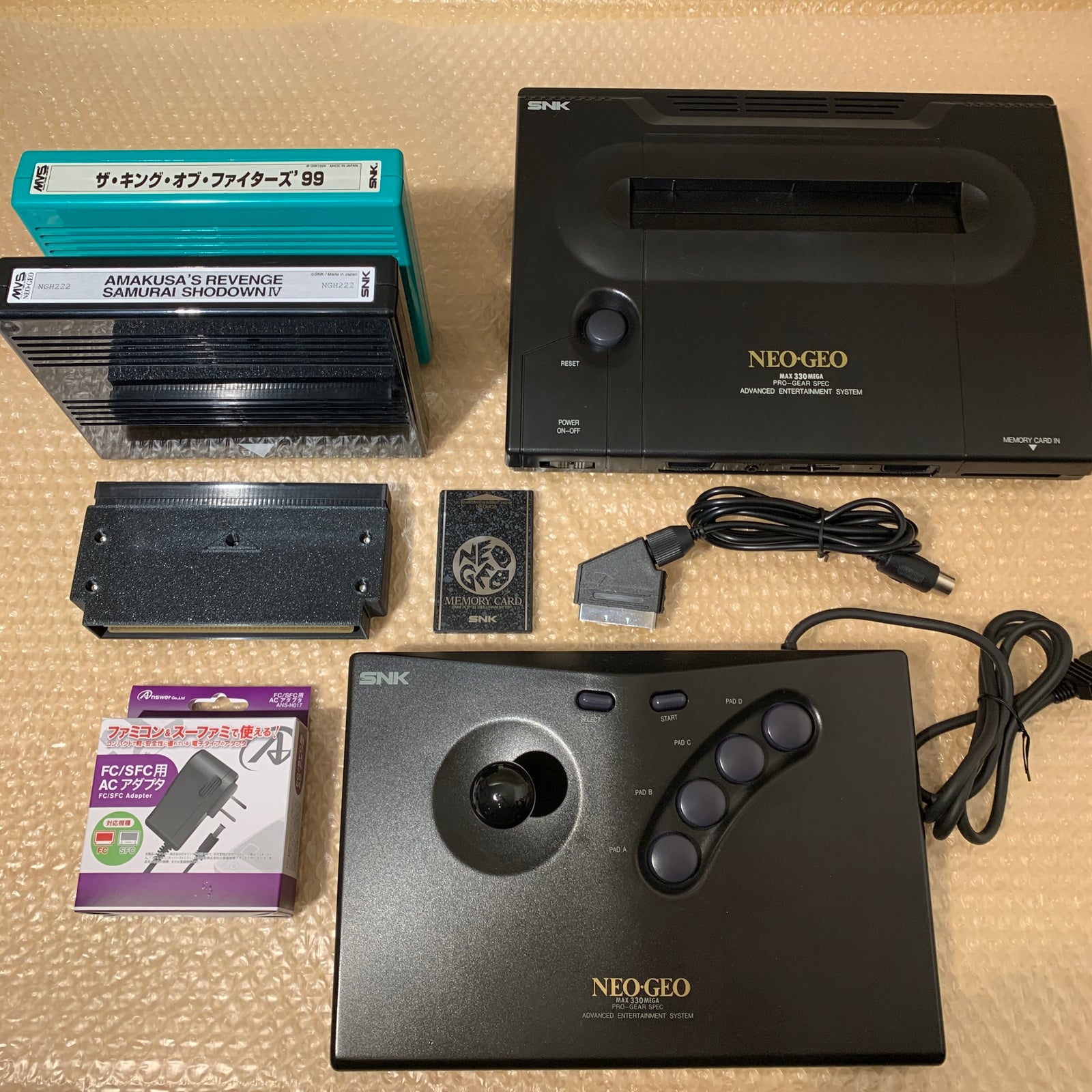 NeoGeo AES System set - Universe bios / RGB fix / FRAM Memory Card / MVS adapter