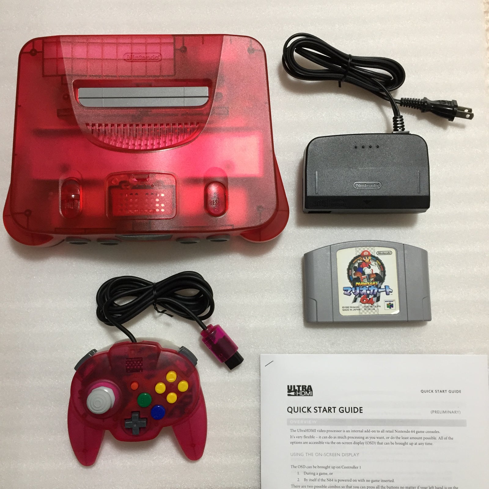 Clear red Nintendo 64 set with ULTRA HDMI kit - compatible with JP and US games