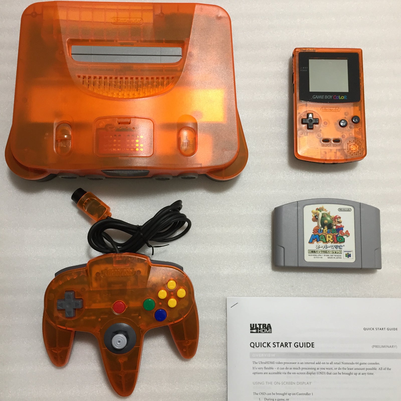 Daiei Hawks Nintendo 64 set with ULTRA HDMI kit - compatible with JP and US games - with matching Game Boy Color