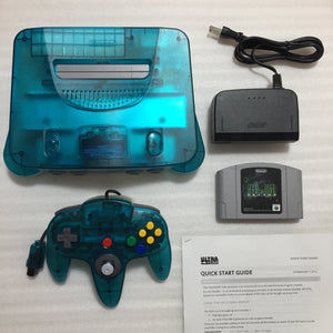 Clear blue Nintendo 64 set with ULTRA HDMI kit - compatible with JP and US games