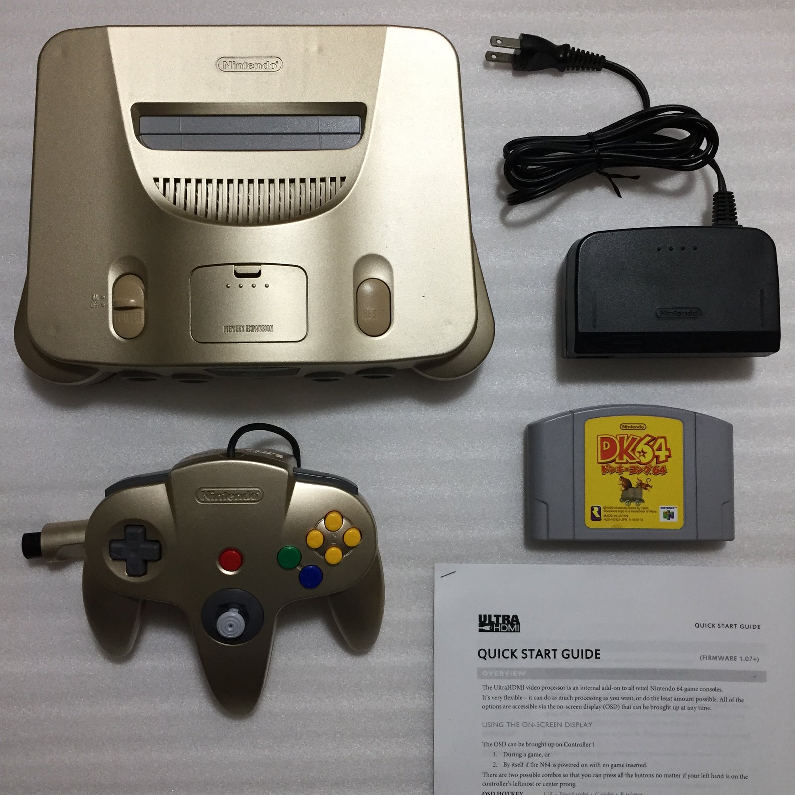 Gold Nintendo 64 set with ULTRA HDMI kit - compatible with JP and US games