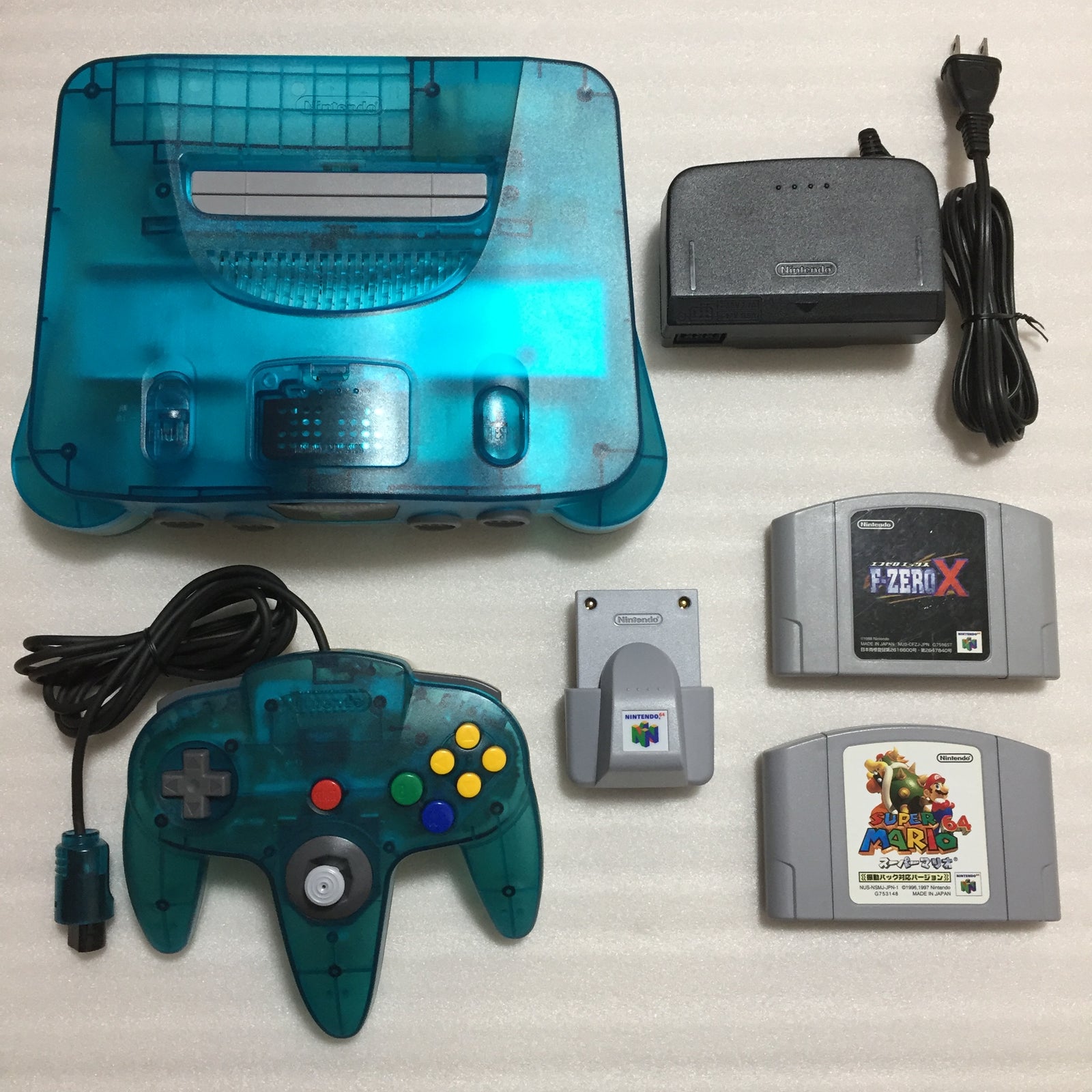Clear blue Nintendo 64 set with ULTRA HDMI kit - compatible with JP and US games