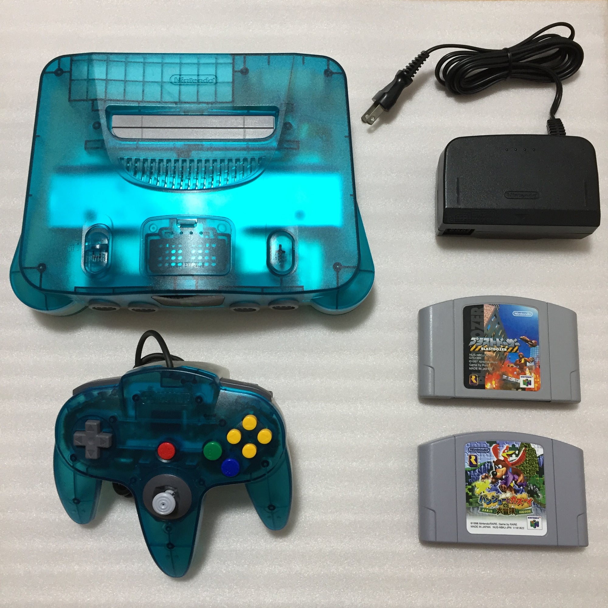 Clear blue Nintendo 64 set with ULTRA HDMI kit - compatible with JP and US games
