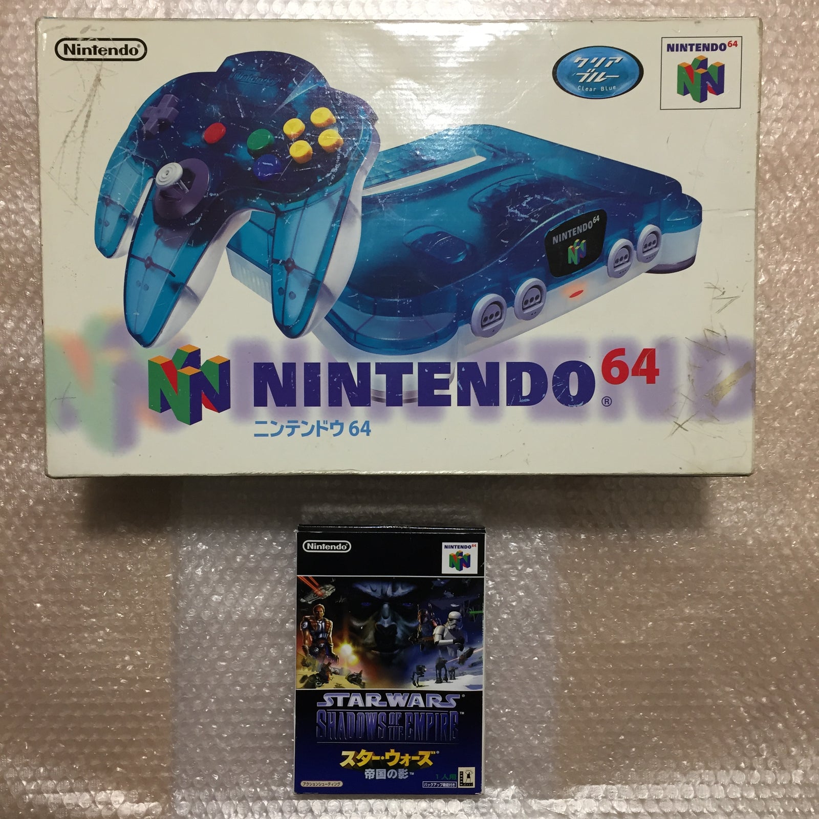 Clear blue Nintendo 64 in box set with ULTRA HDMI kit - compatible with JP and US games