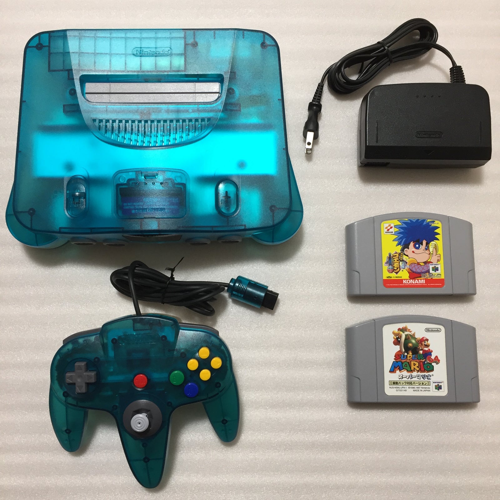 Clear blue Nintendo 64 set with ULTRA HDMI kit - compatible with JP and US games