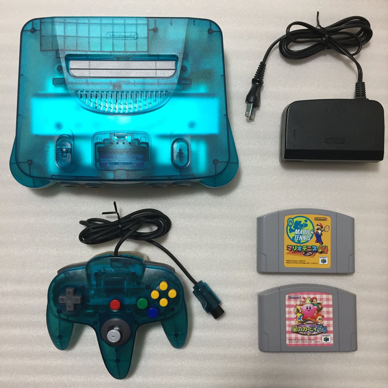 Clear blue Nintendo 64 set with ULTRA HDMI kit - compatible with JP and US games