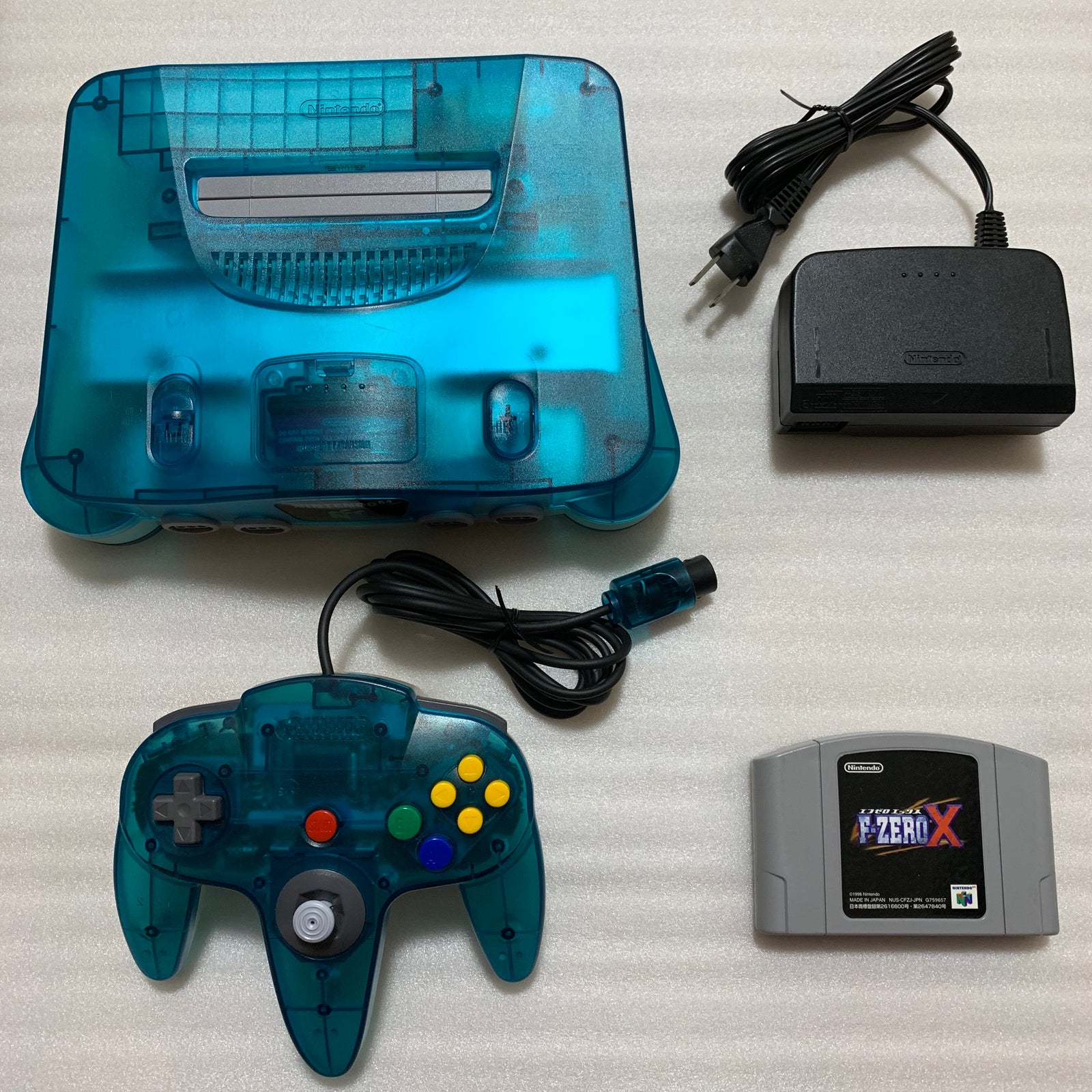 Clear blue Nintendo 64 set with ULTRA HDMI kit - compatible with JP and US games