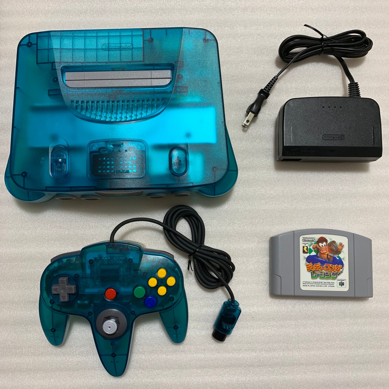 Clear blue Nintendo 64 set with ULTRA HDMI kit - compatible with JP and US games