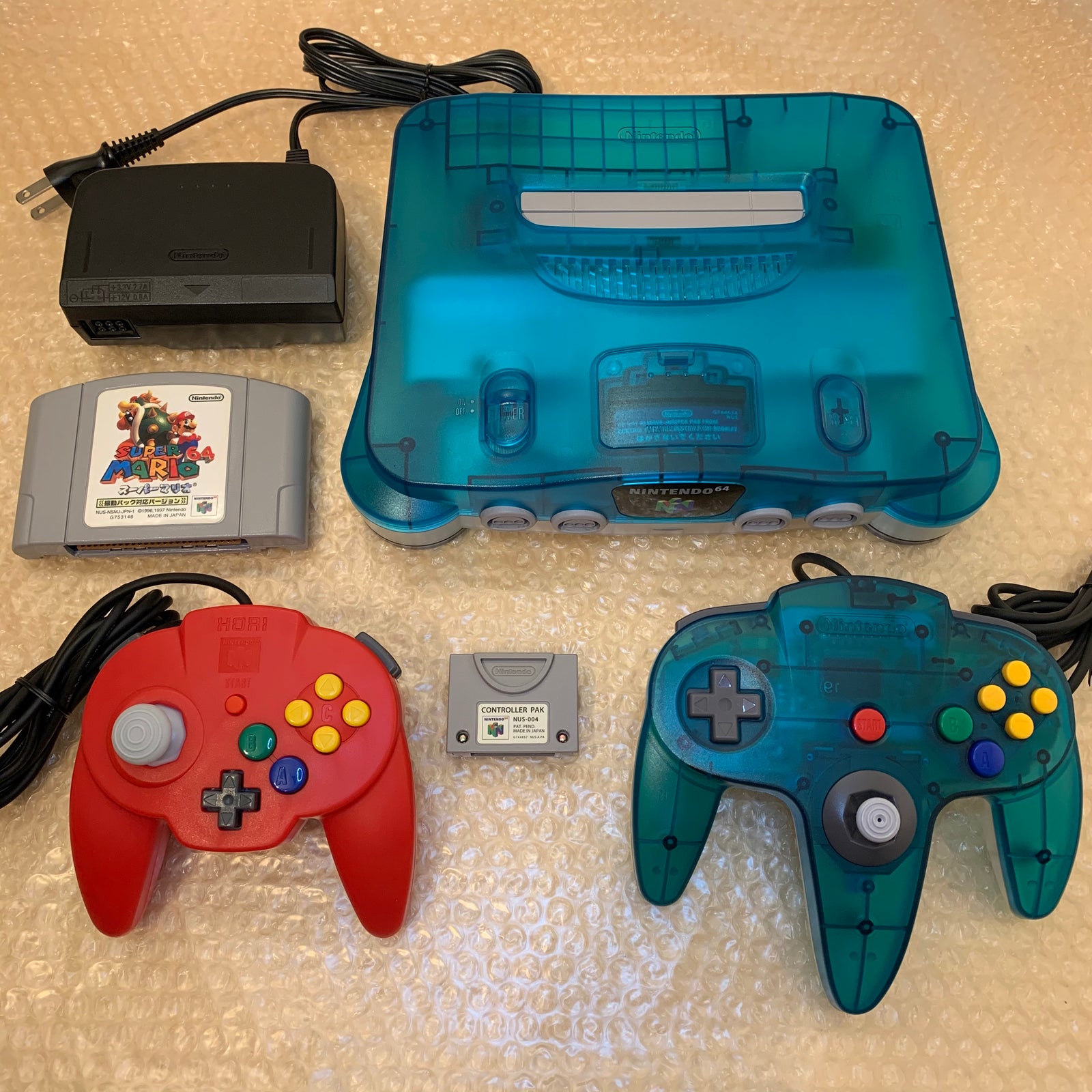 Clear Blue Nintendo 64 set with ULTRA HDMI kit - compatible with JP and US games