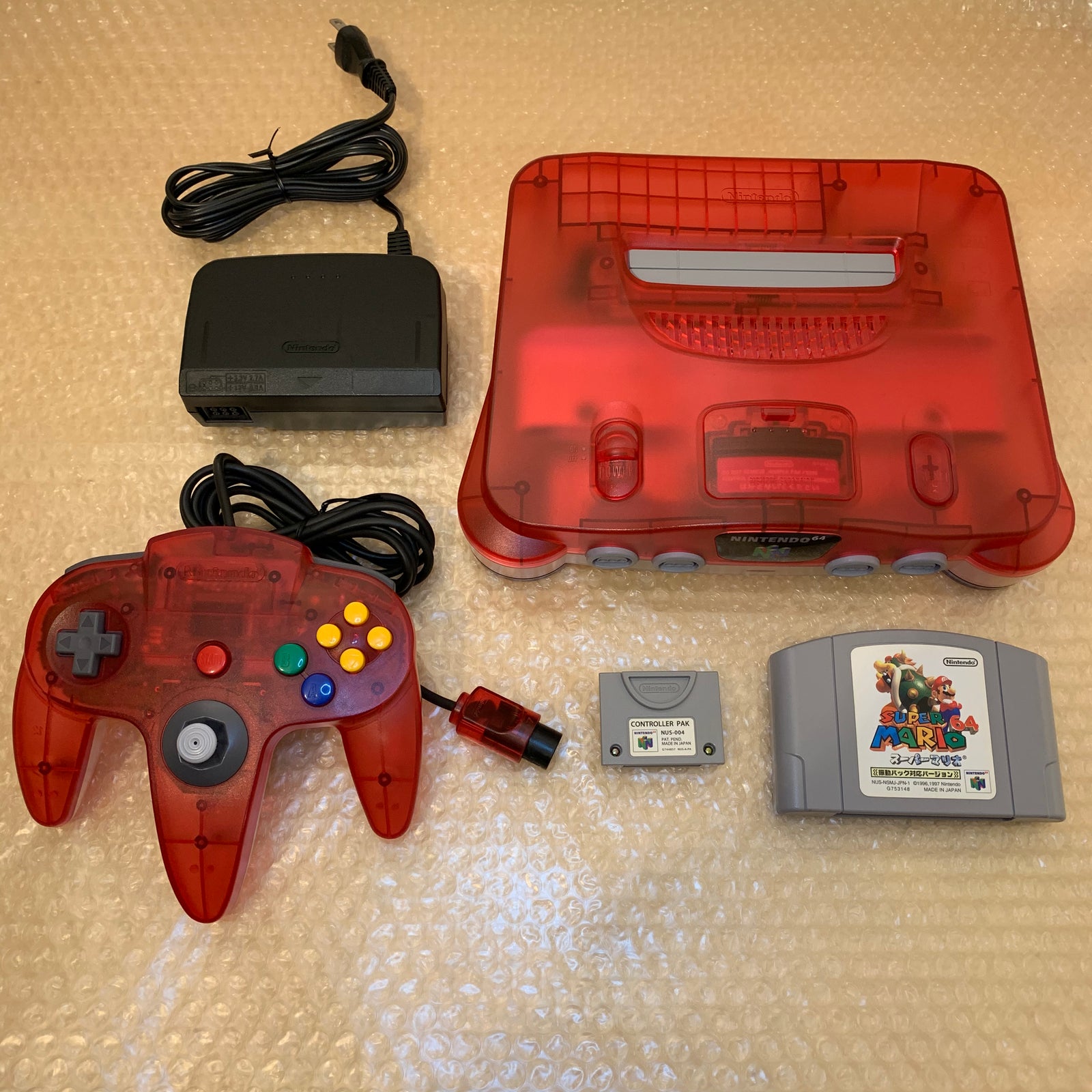 Clear Red Nintendo 64 set with ULTRA HDMI kit - compatible with JP and US games