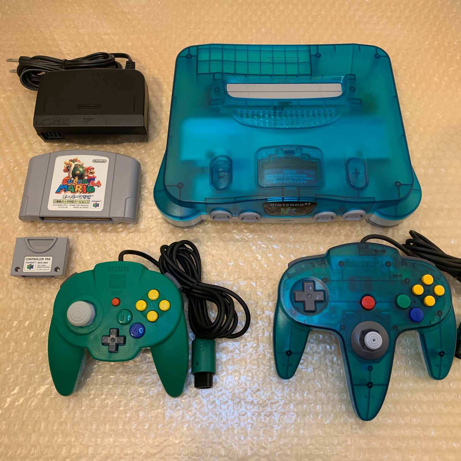 Clear Blue Nintendo 64 set with ULTRA HDMI kit - compatible with JP and US games