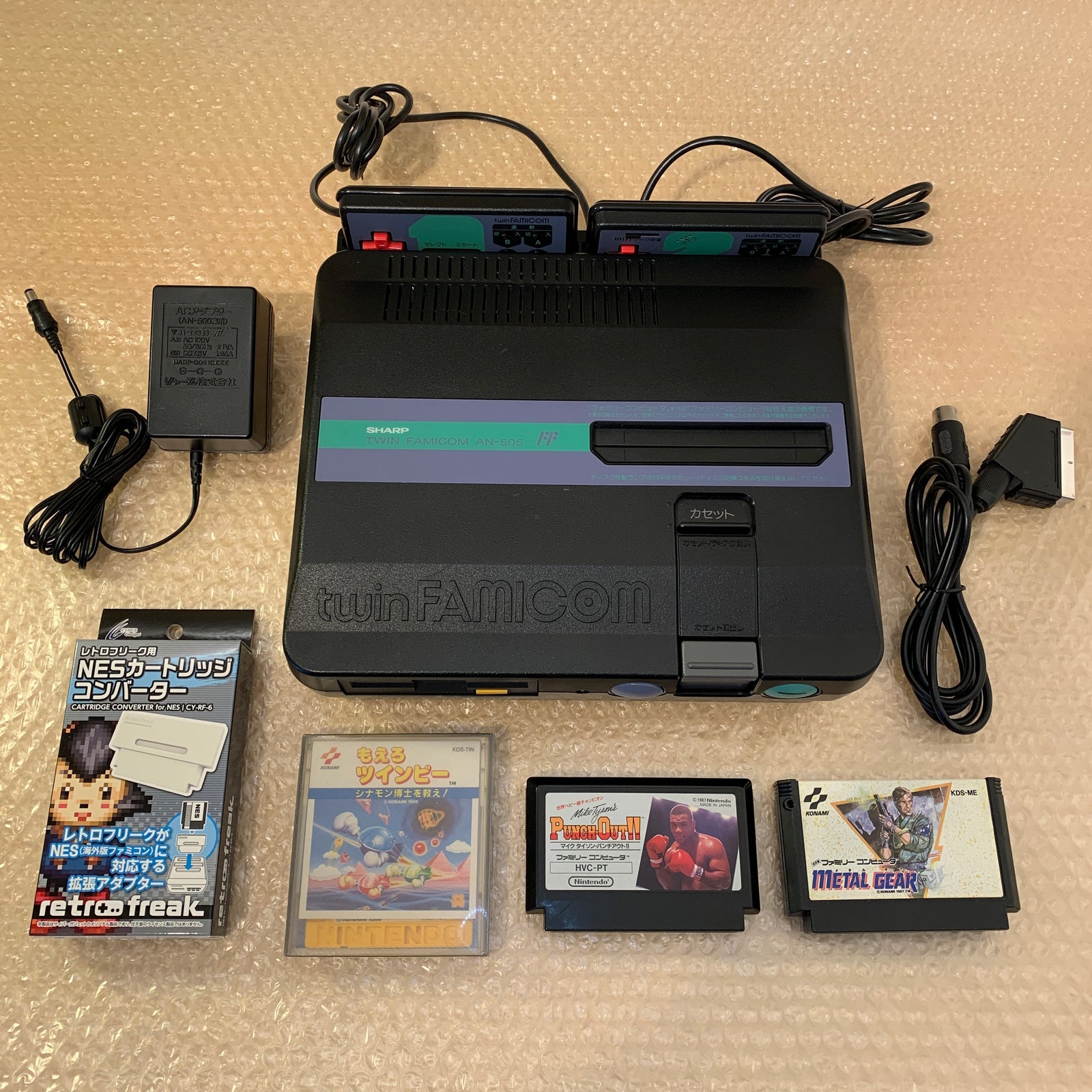 SHARP Twin Famicom set (AN-505-BK) with NESRGB kit and NES converter
