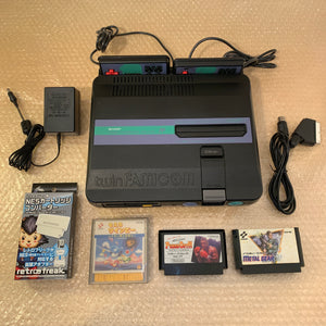 SHARP Twin Famicom set (AN-505-BK) with NESRGB kit and NES converter