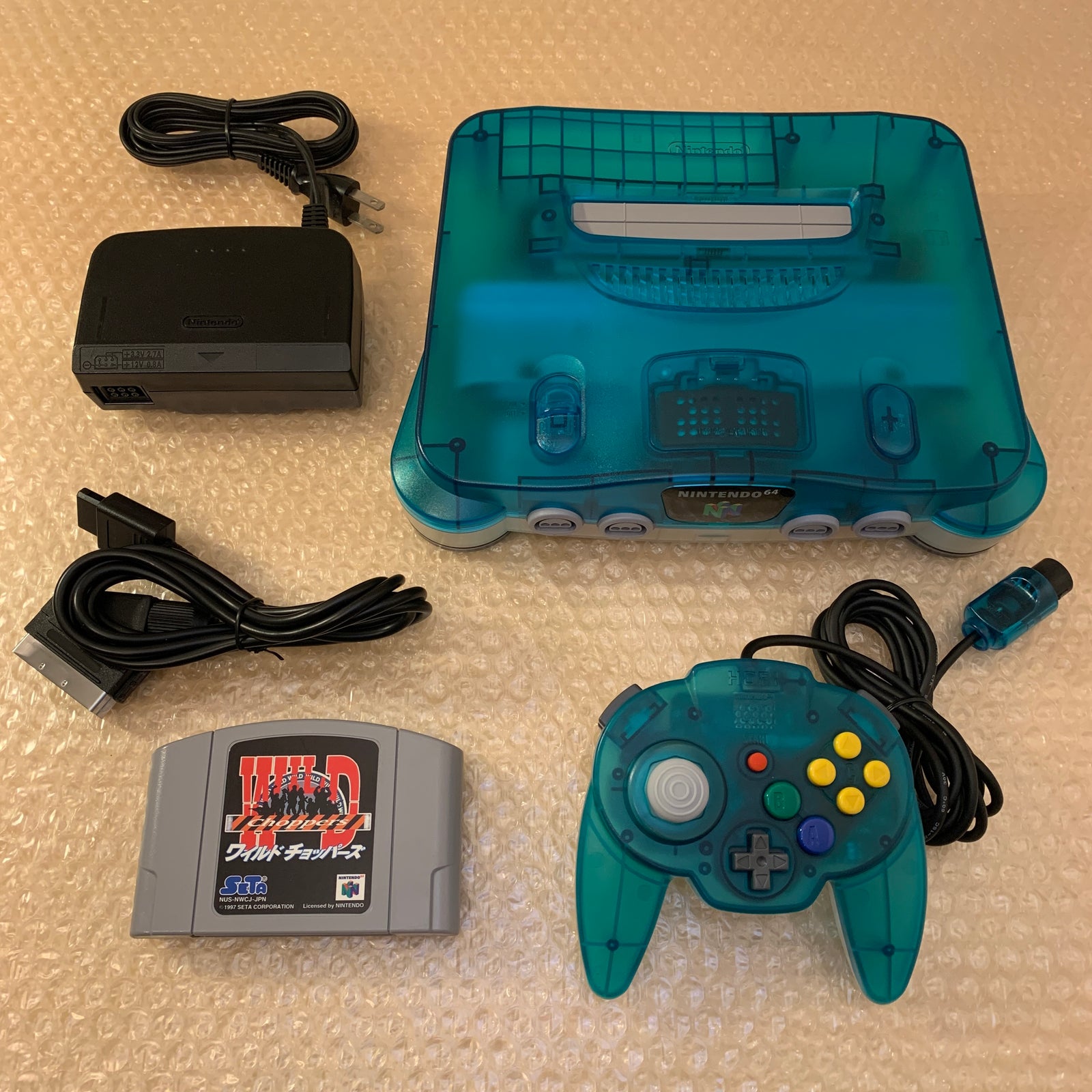 Clear Blue Nintendo 64 set with ULTRA HDMI (HW2 with RGB) kit - compatible with JP and US games