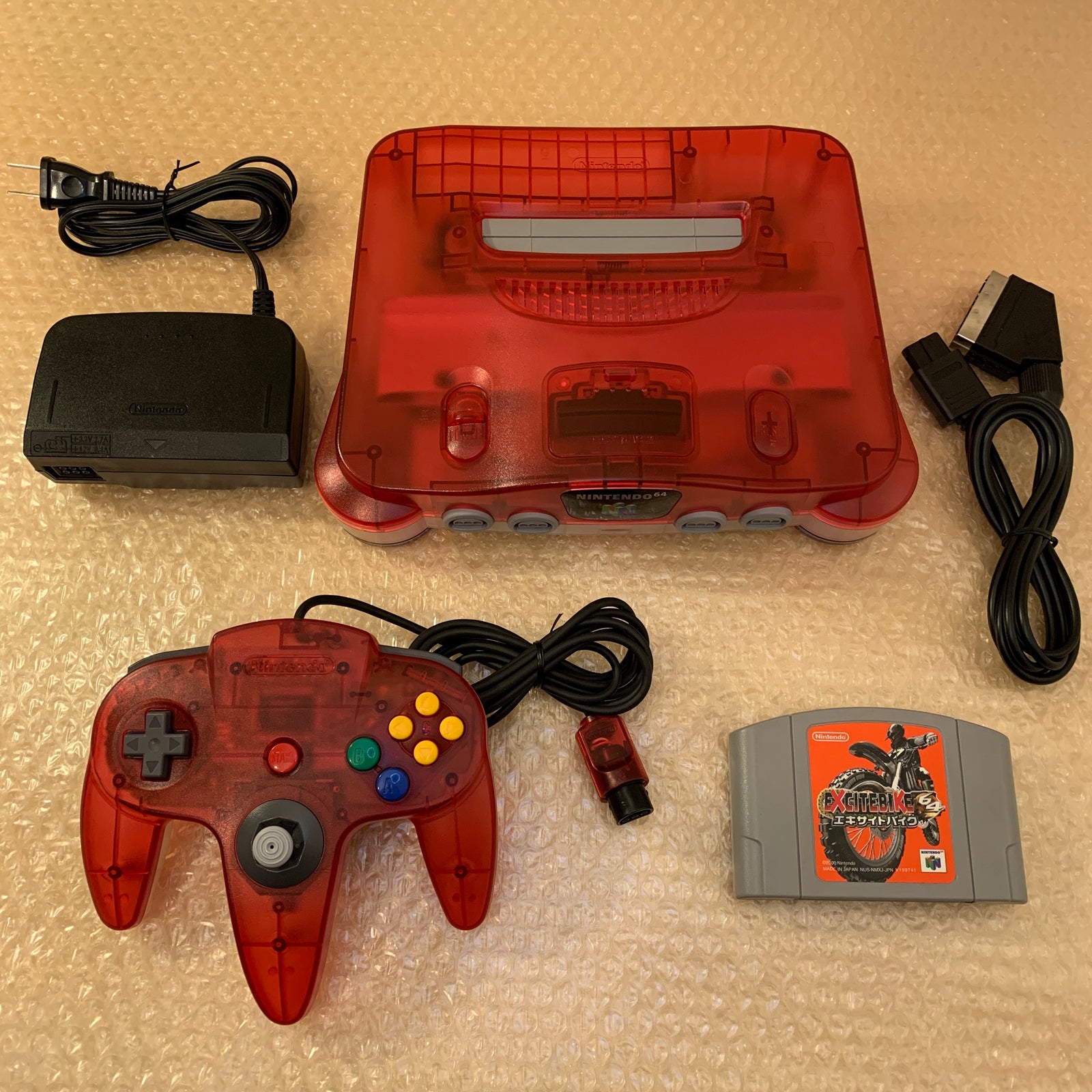 Clear Red Nintendo 64 set with ULTRA HDMI (HW2 with RGB) kit - compatible with JP and US games