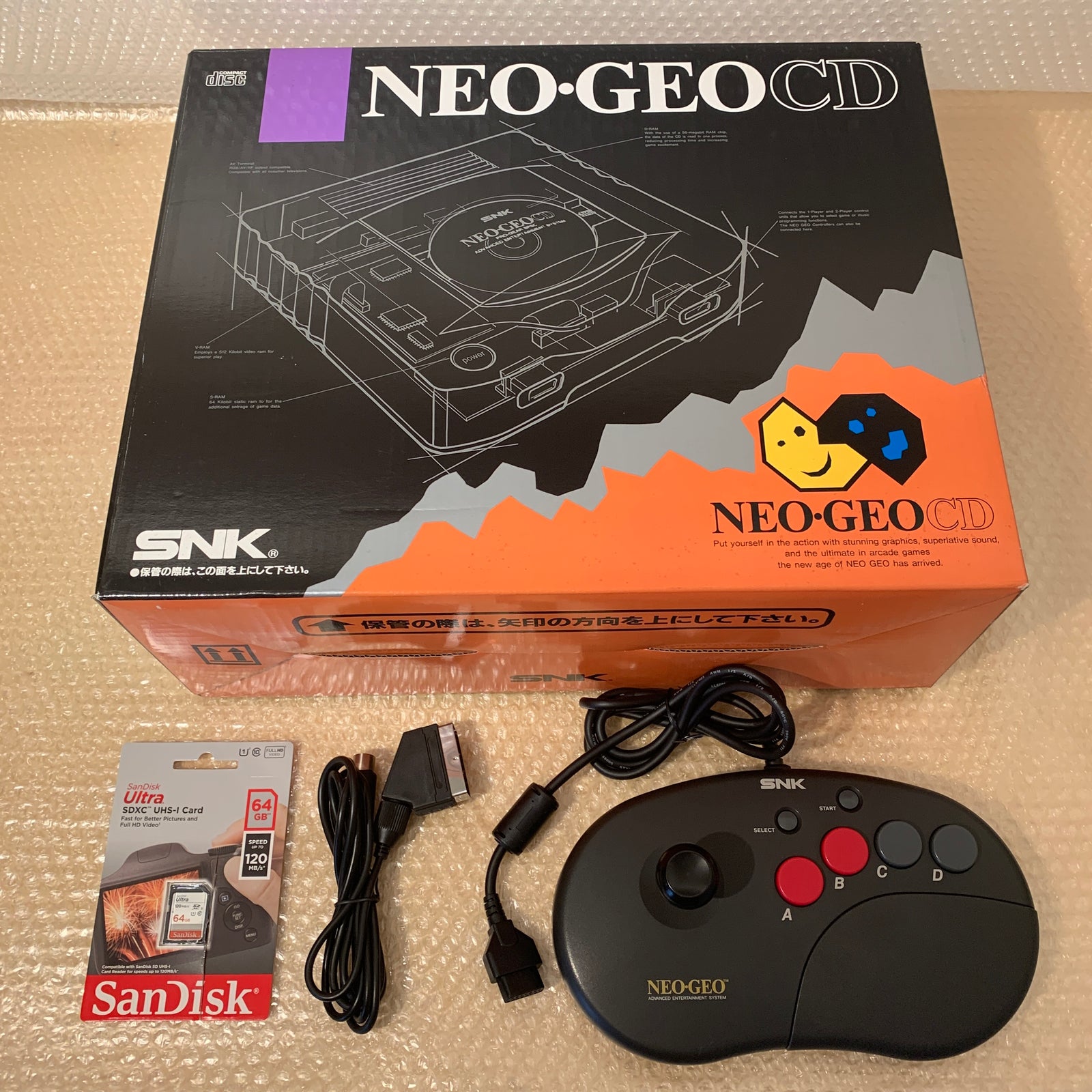Boxed NeoGeo CD System with SD Loader + FRAM Memory and Pro Controller