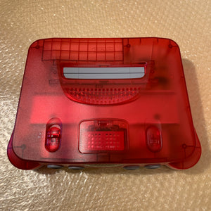 Boxed Clear Red Nintendo 64 set with N64Digital kit - compatible with JP and US games