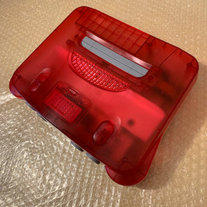 Boxed Clear Red Nintendo 64 set with N64Digital kit - compatible with JP and US games