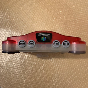 Boxed Clear Red Nintendo 64 set with N64Digital kit - compatible with JP and US games