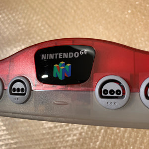 Boxed Clear Red Nintendo 64 set with N64Digital kit - compatible with JP and US games