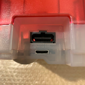 Boxed Clear Red Nintendo 64 set with N64Digital kit - compatible with JP and US games