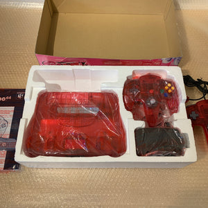 Boxed Clear Red Nintendo 64 set with N64Digital kit - compatible with JP and US games