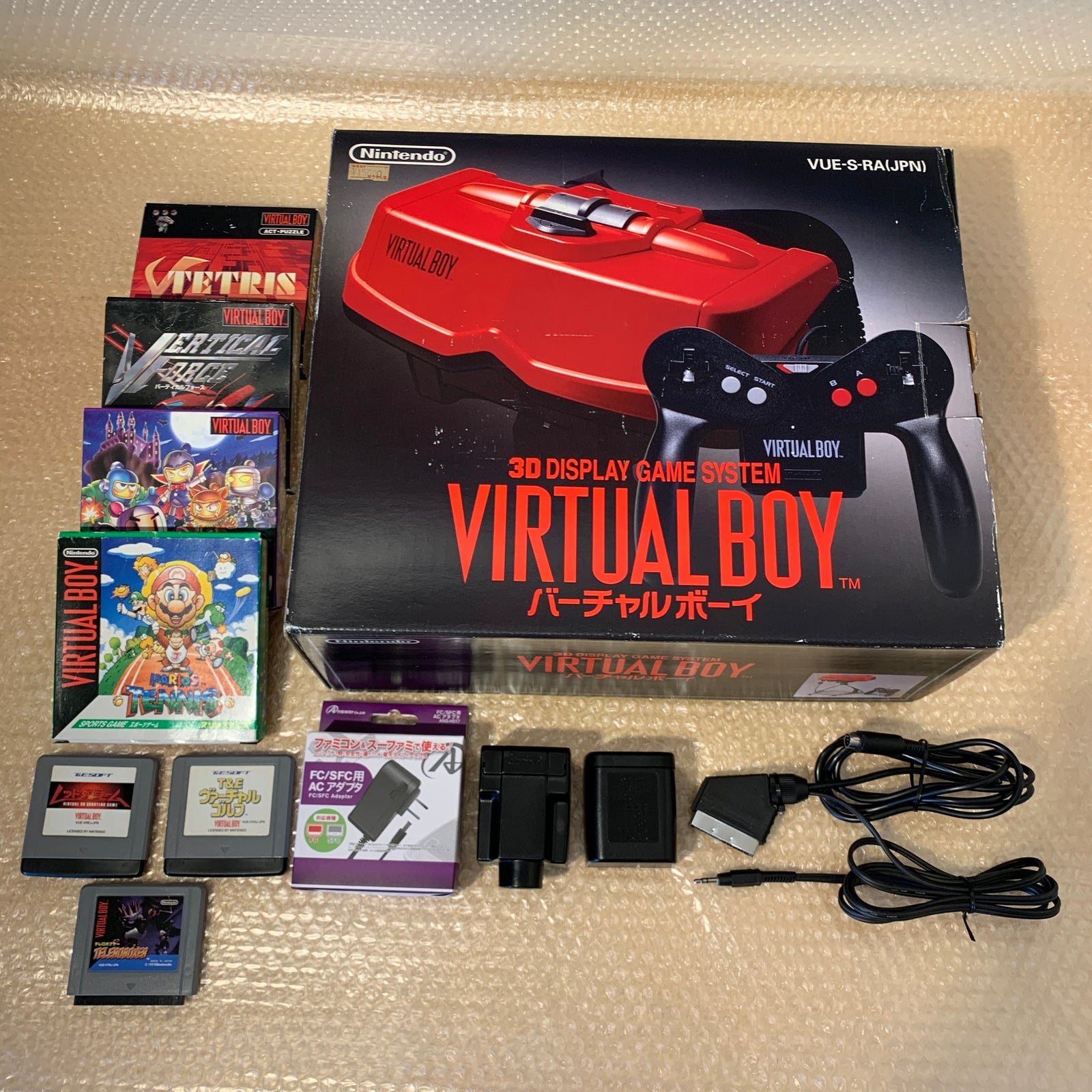 Boxed Virtual Boy set with Virtual Tap RGB kit