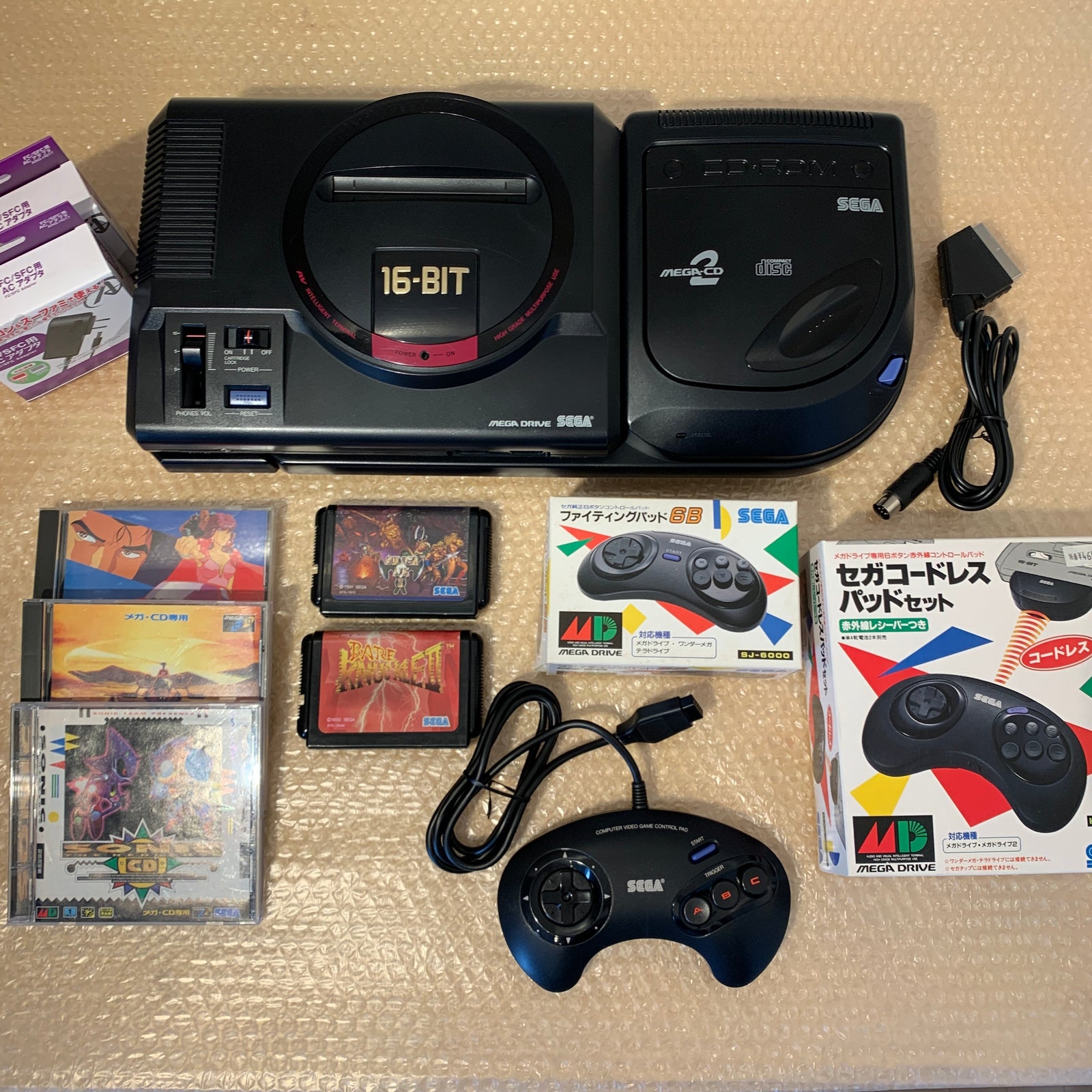 Megadrive with Mega CD 2 set - Region Free with RGB cable