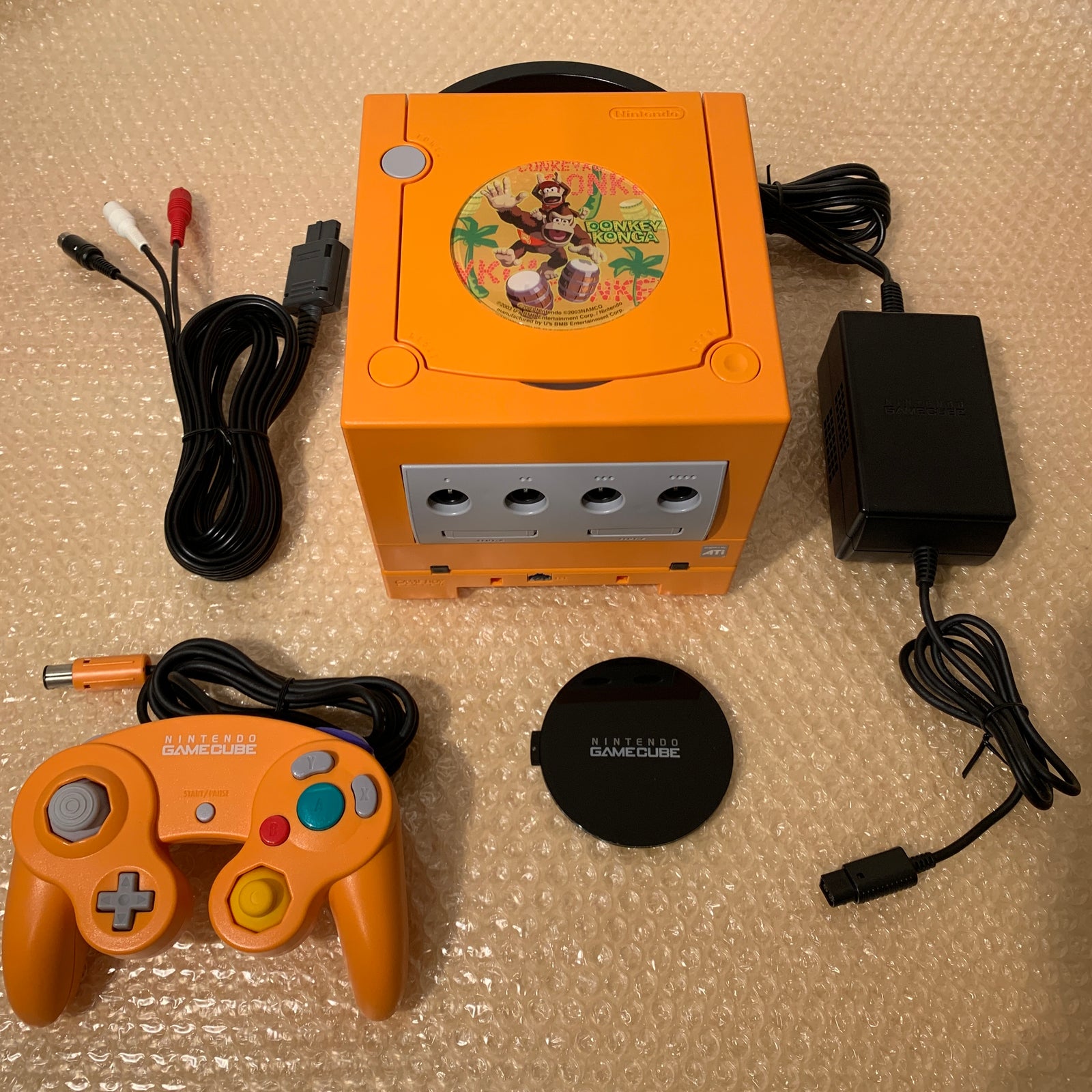 Orange Gamecube with Gameboy Player, S-Video cable + Picoboot