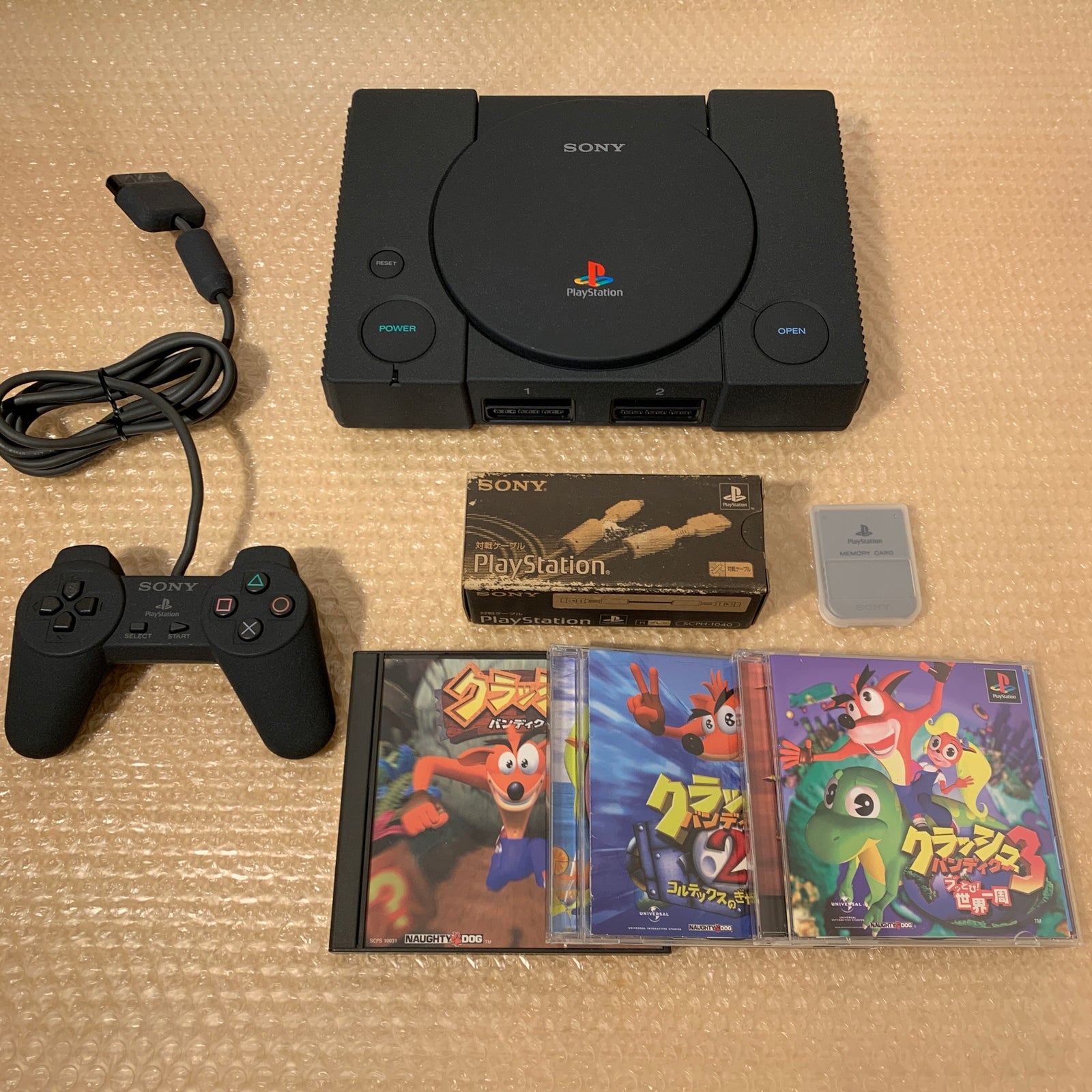 PS1 Net Yaroze DTL-H3000 set with RGB cable + Link Cable + Pocketstation