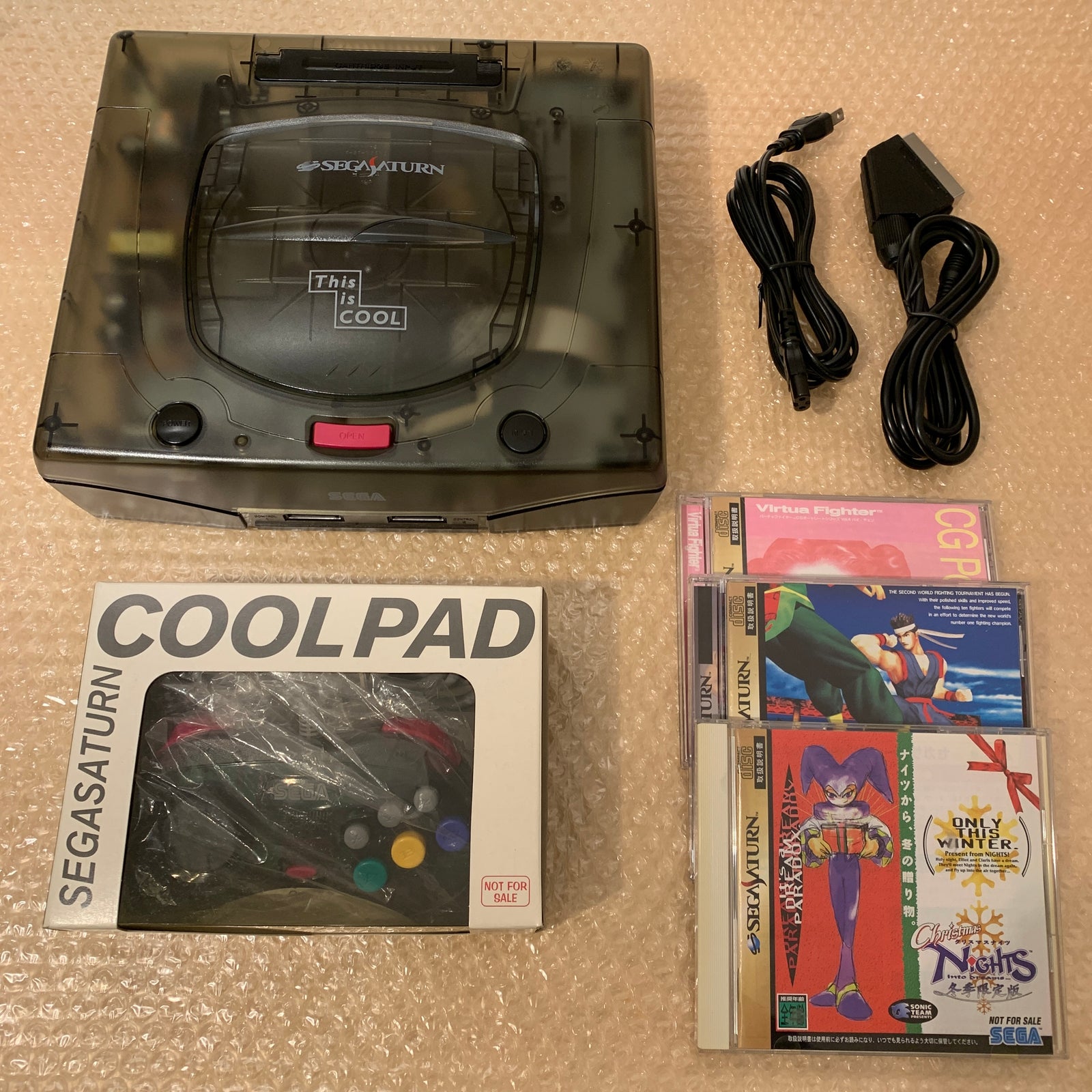 Skeleton Sega Saturn set - Region Free + FRAM Memory + RGB cable